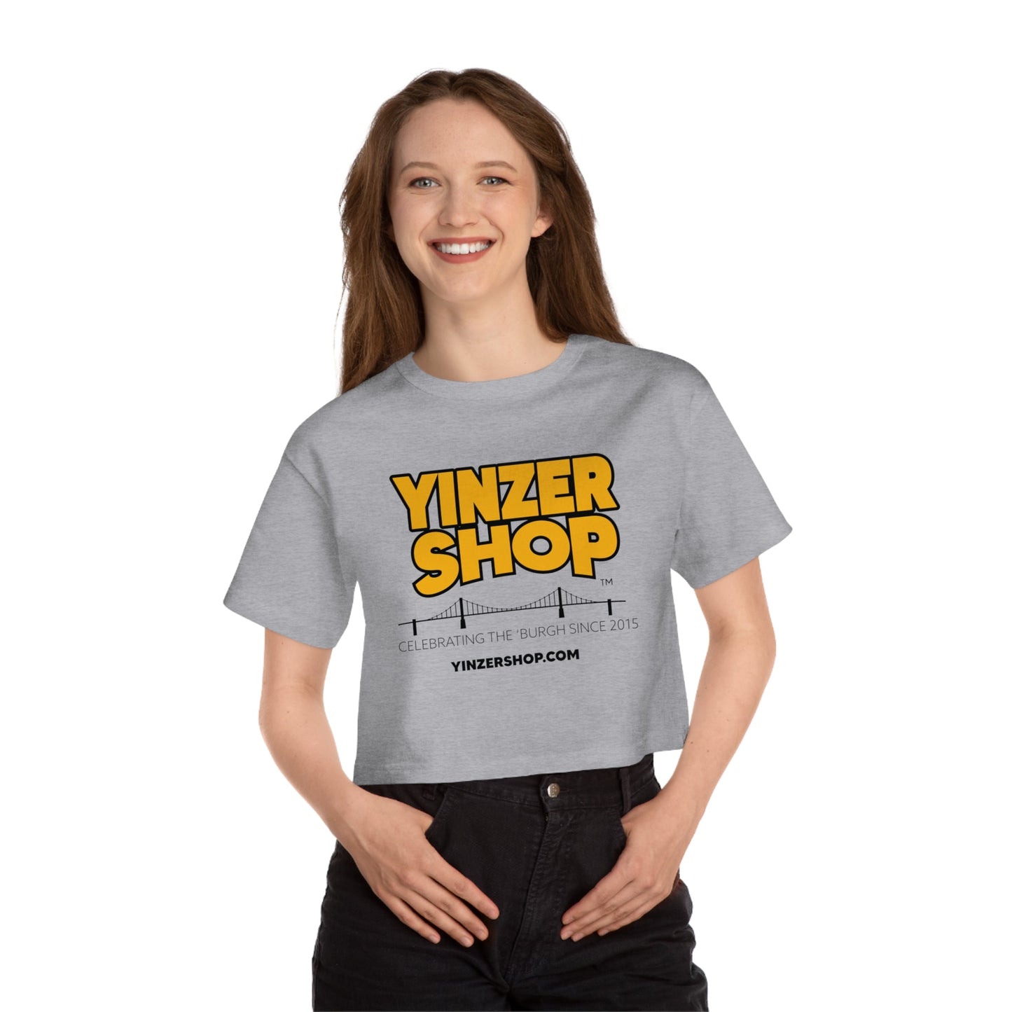 YinzerShop Serving Since 2015 - Champion Women's Heritage Cropped T-Shirt T453W