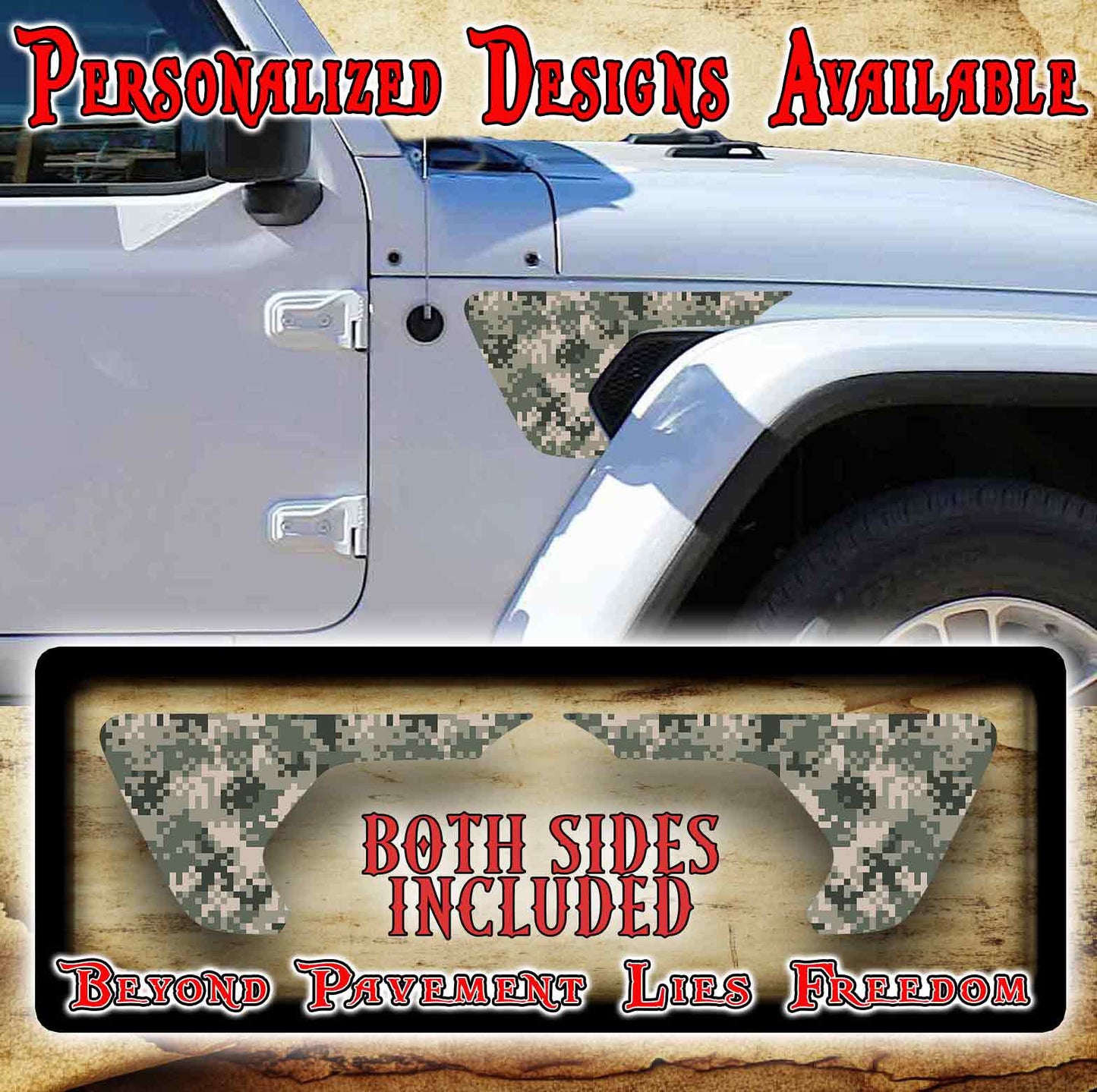 camo fender vent decal for the JL or JT 2018 or newer 122