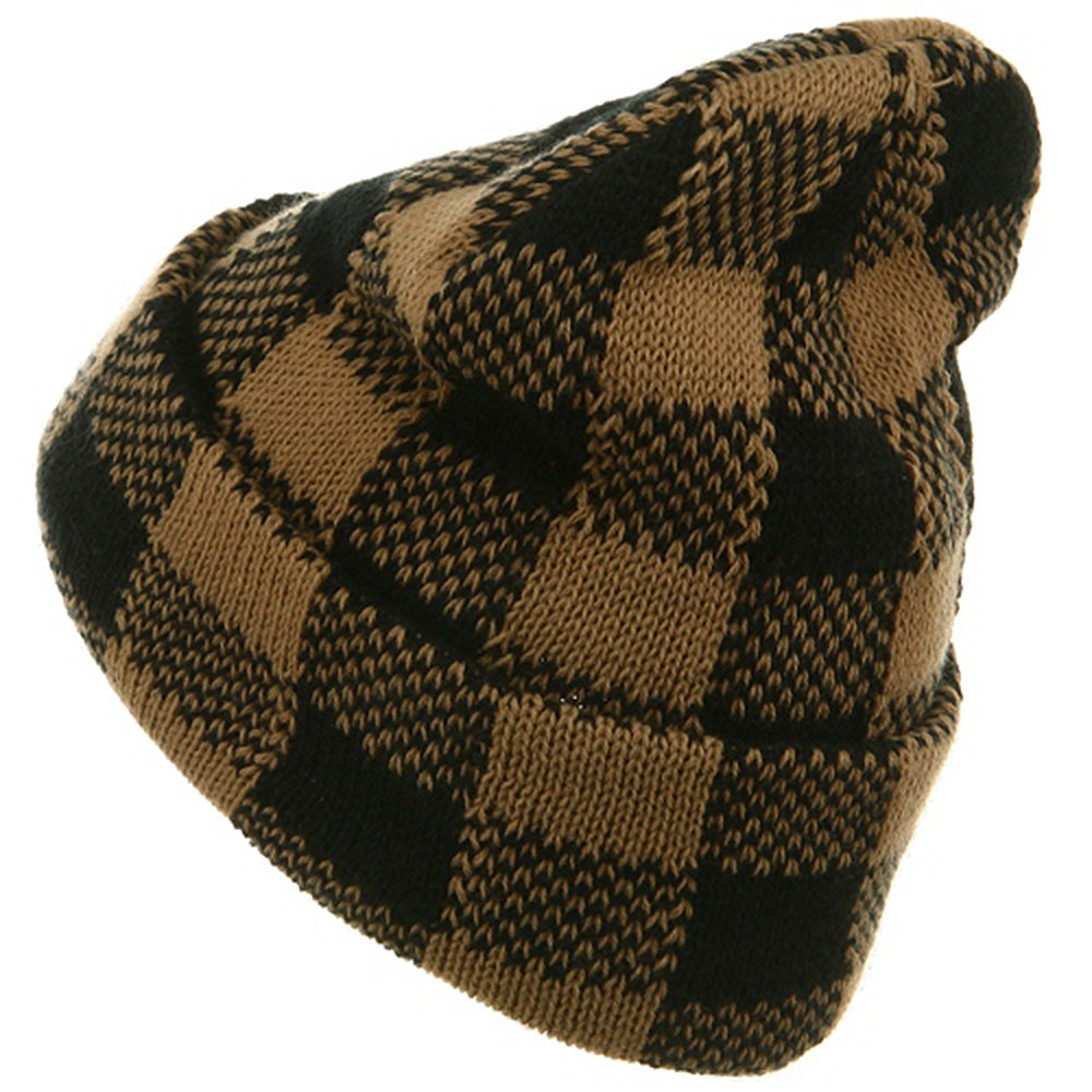 Buffalo Plaid Cuff Beanie Hat