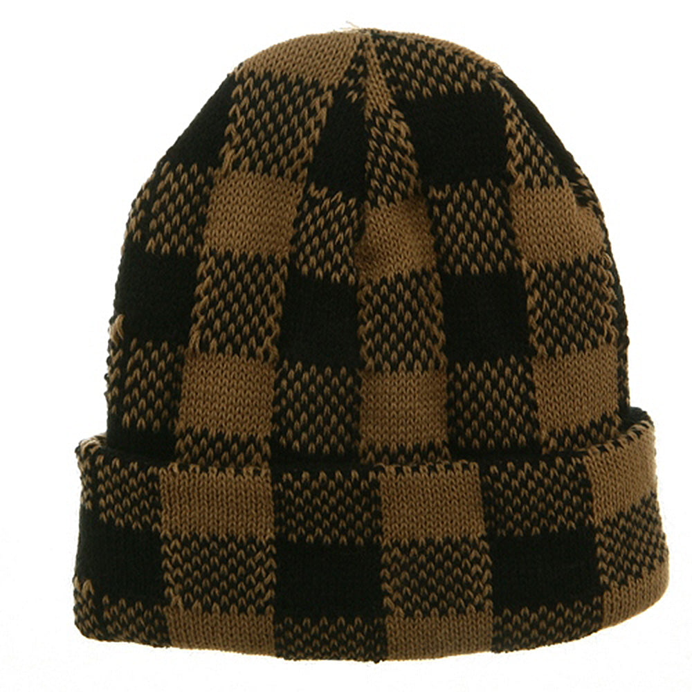 Buffalo Plaid Cuff Beanie Hat