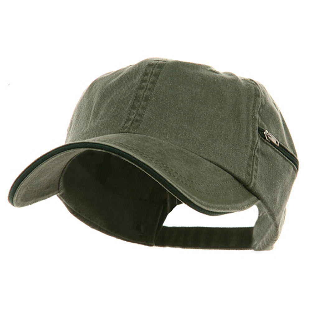Low Profile Washed Side Zipper Pocket Cap