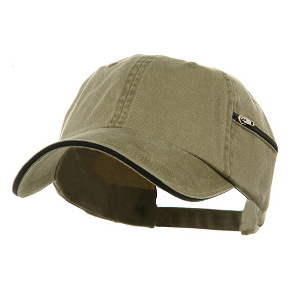 Low Profile Washed Side Zipper Pocket Cap
