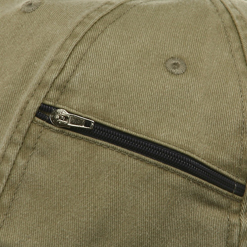 Low Profile Washed Side Zipper Pocket Cap