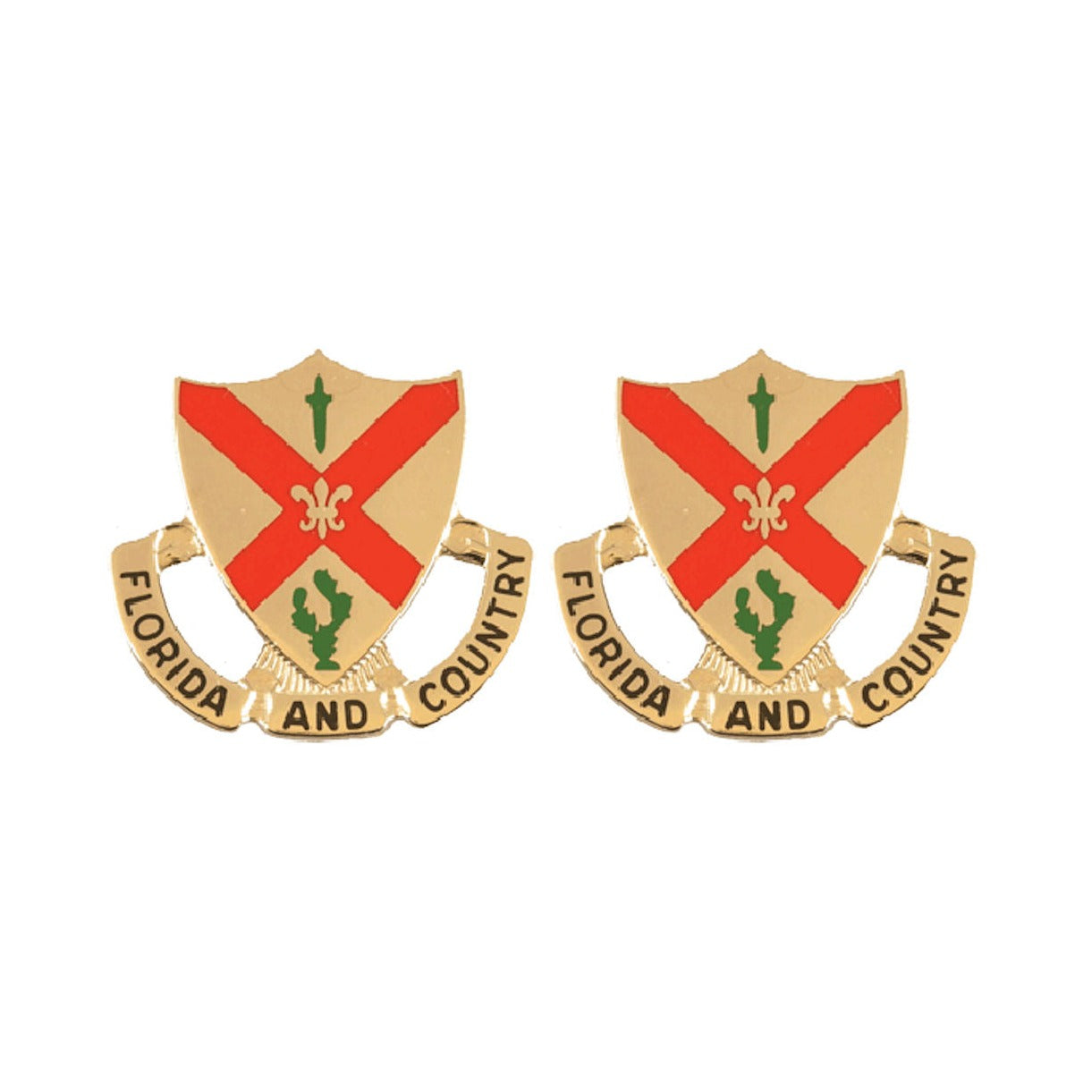 124th Infantry Battalion Distinctive Unit Insignia - Pair - FLORIDA AND COUNTRY