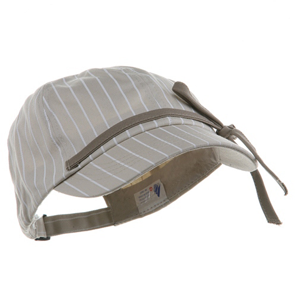 Ladies White Stripe 6 Panel Newsboy Hat