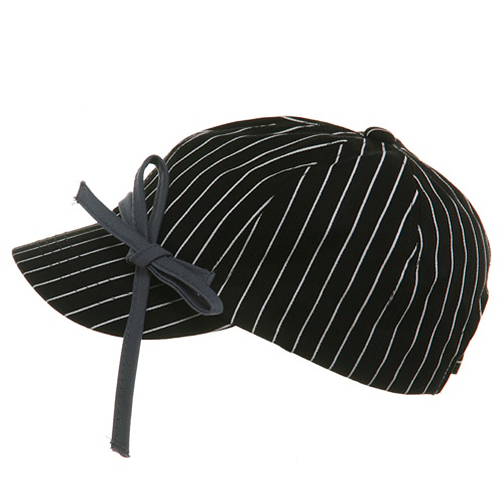 Ladies White Stripe 6 Panel Newsboy Hat