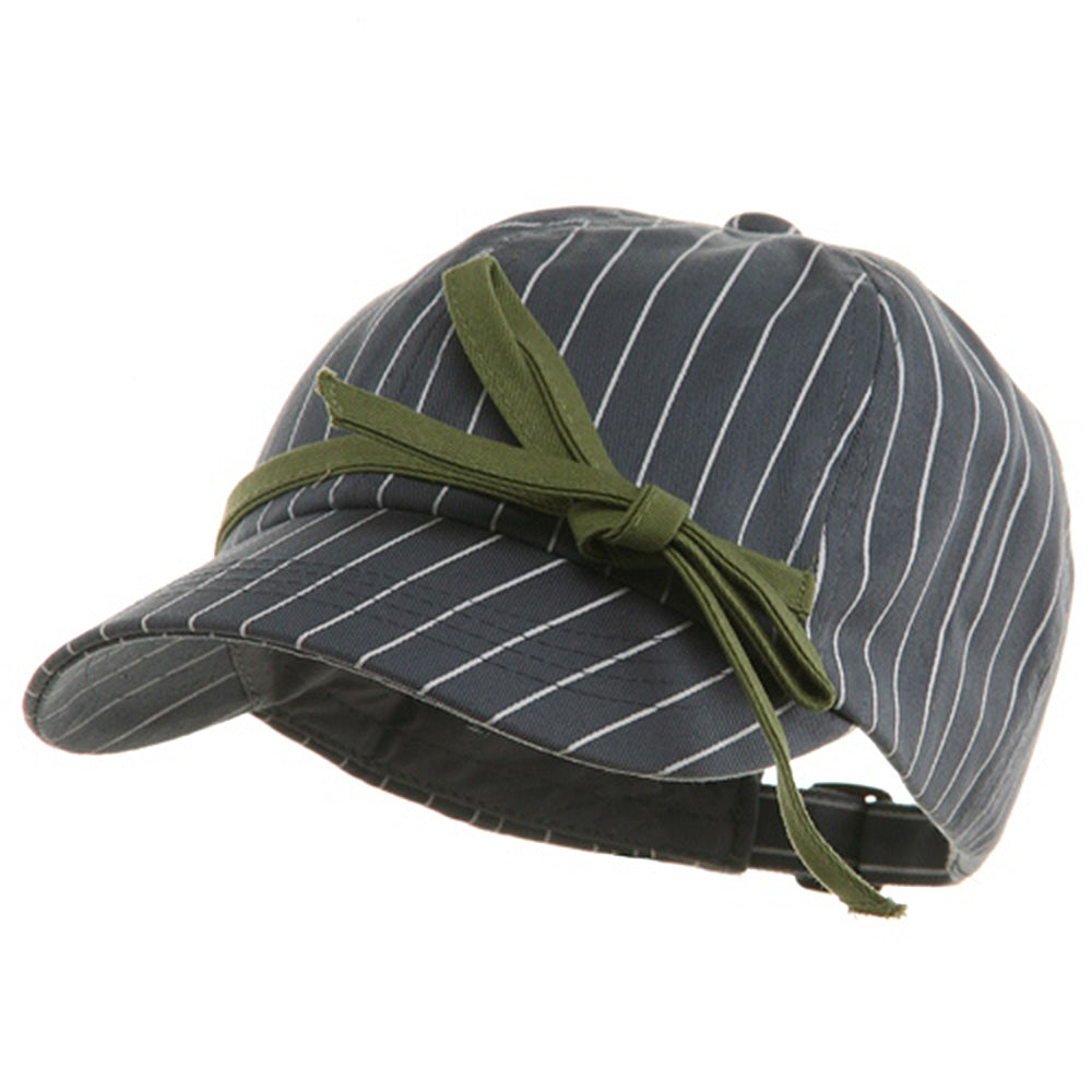Ladies White Stripe 6 Panel Newsboy Hat