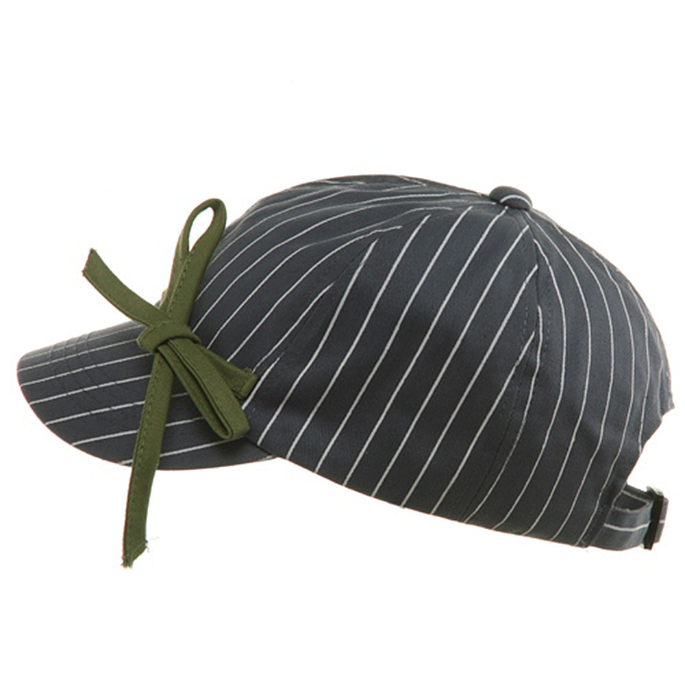 Ladies White Stripe 6 Panel Newsboy Hat