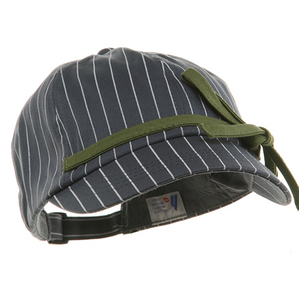 Ladies White Stripe 6 Panel Newsboy Hat