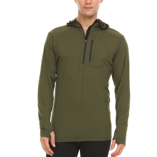 Men's Wool 1/4 Zip Merino Sun Hoodie - Microweight
