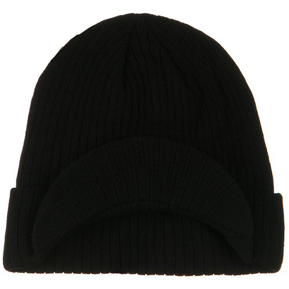 Big Knit Ribbed Beanie with Visor
