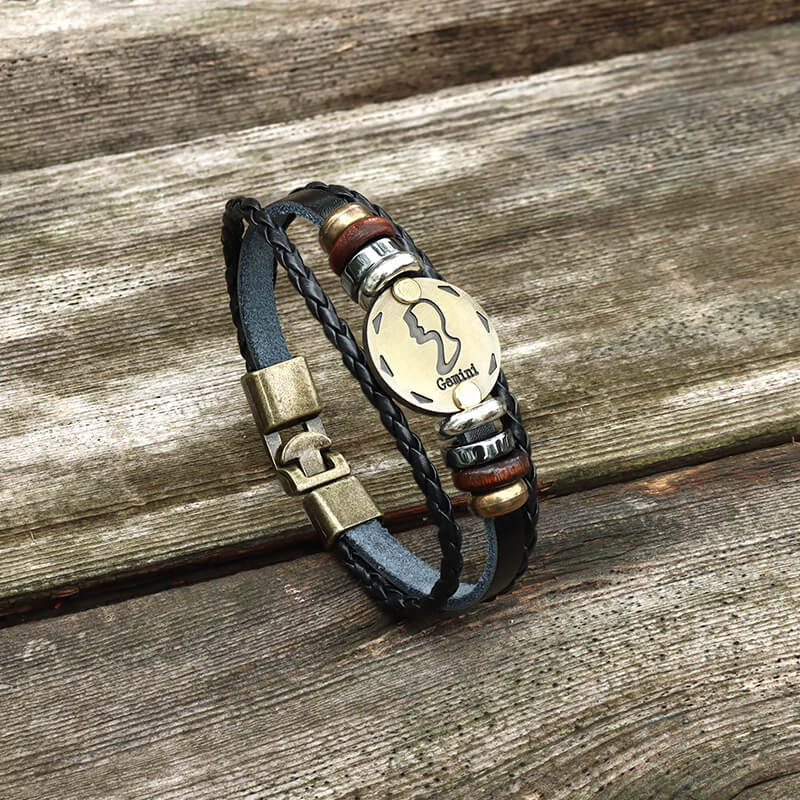 12 Constellation Alloy Leather Bracelet