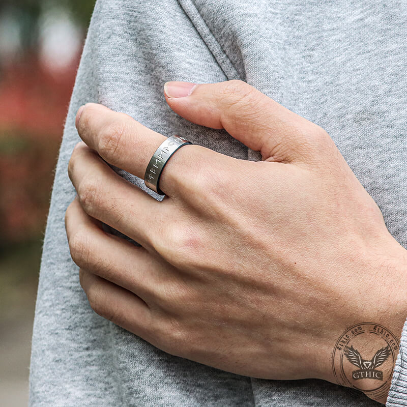 Norse Runes Stainless Steel Viking Ring