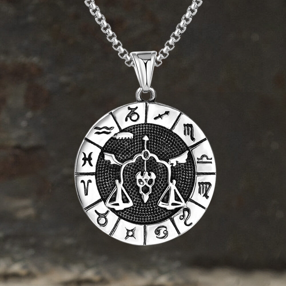 12 Constellation Divination Stainless Steel Pendant