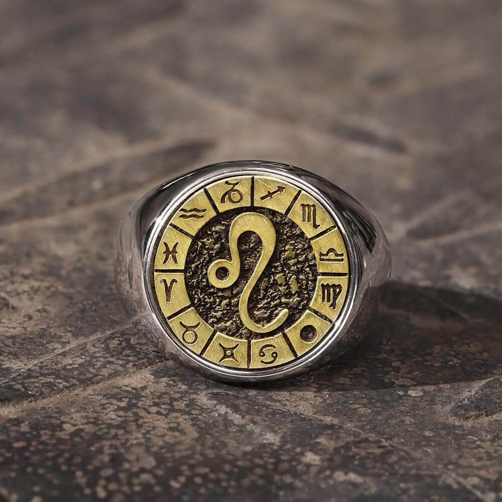 12 Constellation Zodiac Signs Stainless Steel Ring