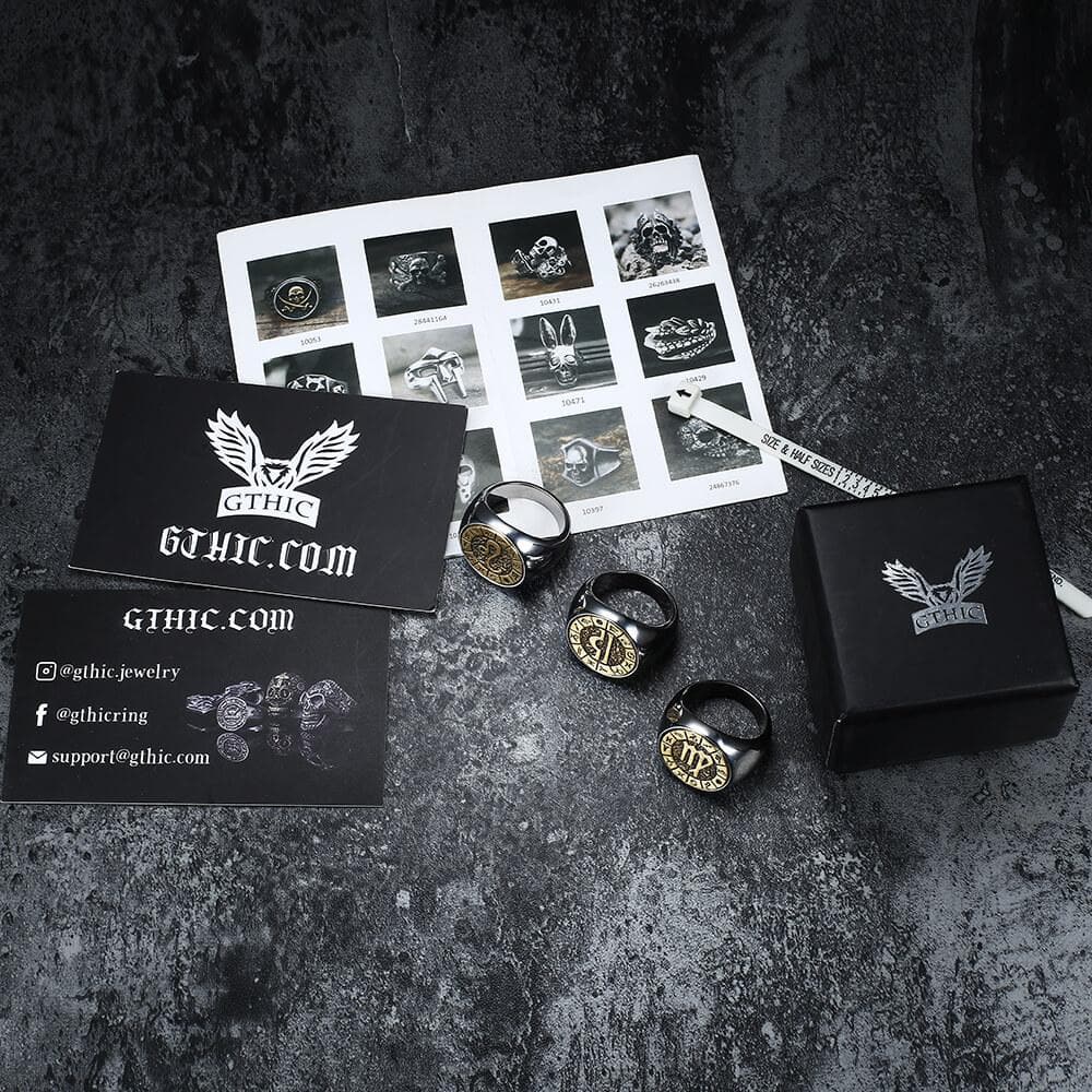 12 Constellation Zodiac Signs Stainless Steel Ring