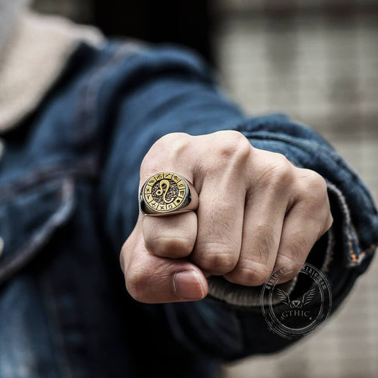 12 Constellation Zodiac Signs Stainless Steel Ring