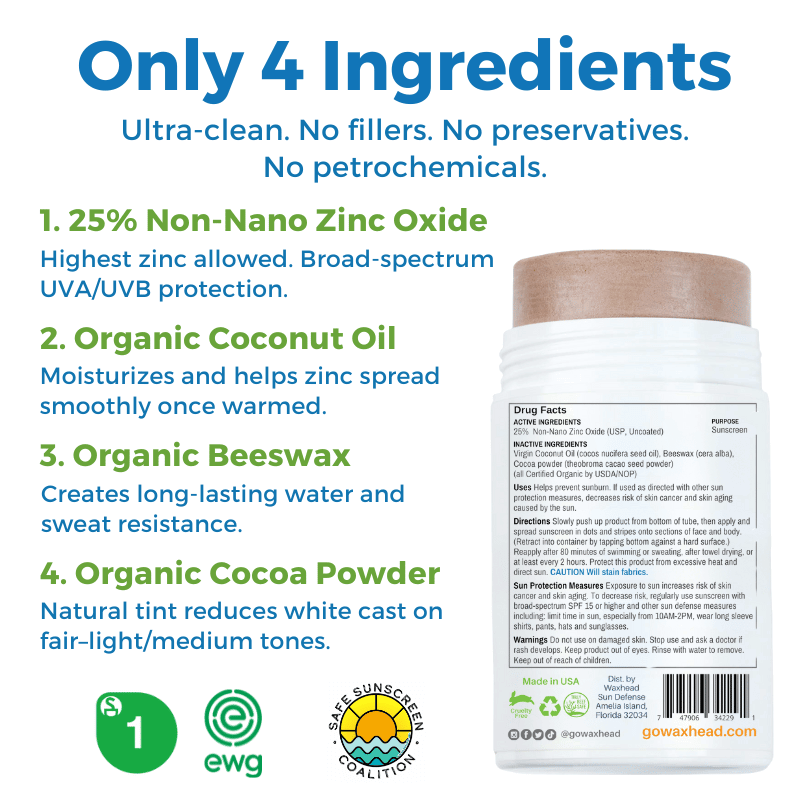Tinted Zinc Sunscreen Stick for Face (3.7 oz)