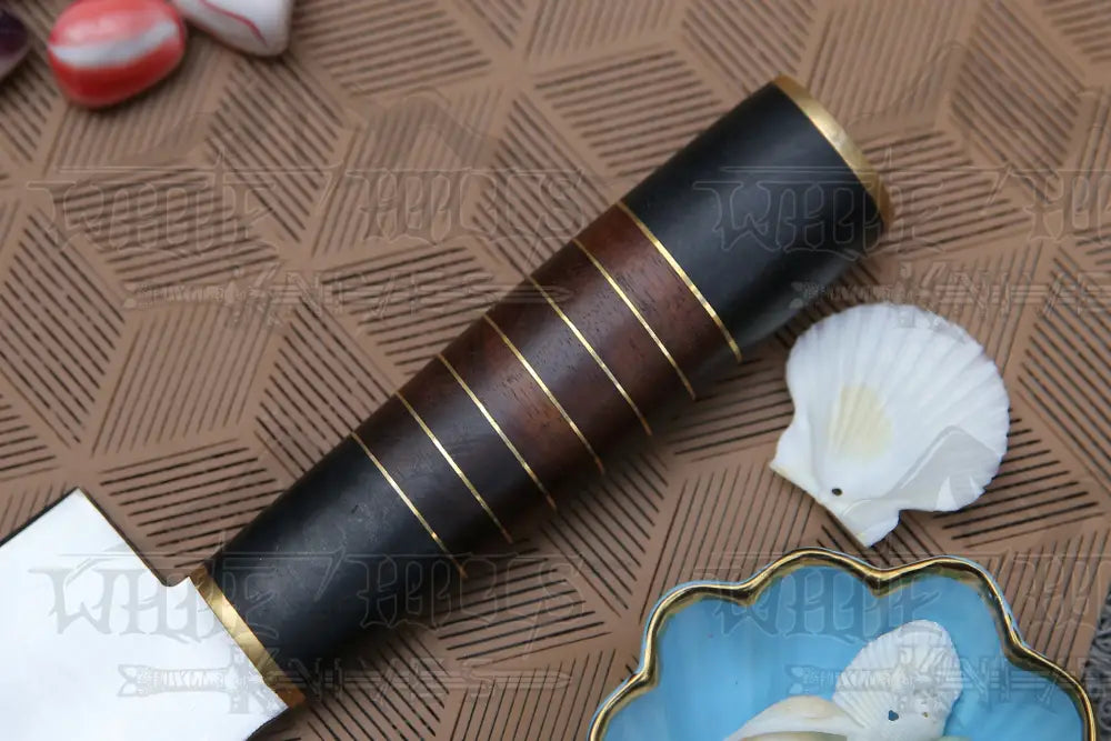 13" Handmade D2 Steel Chef Knife Buffalo Horn Handle with Wood & Brass Spacer
