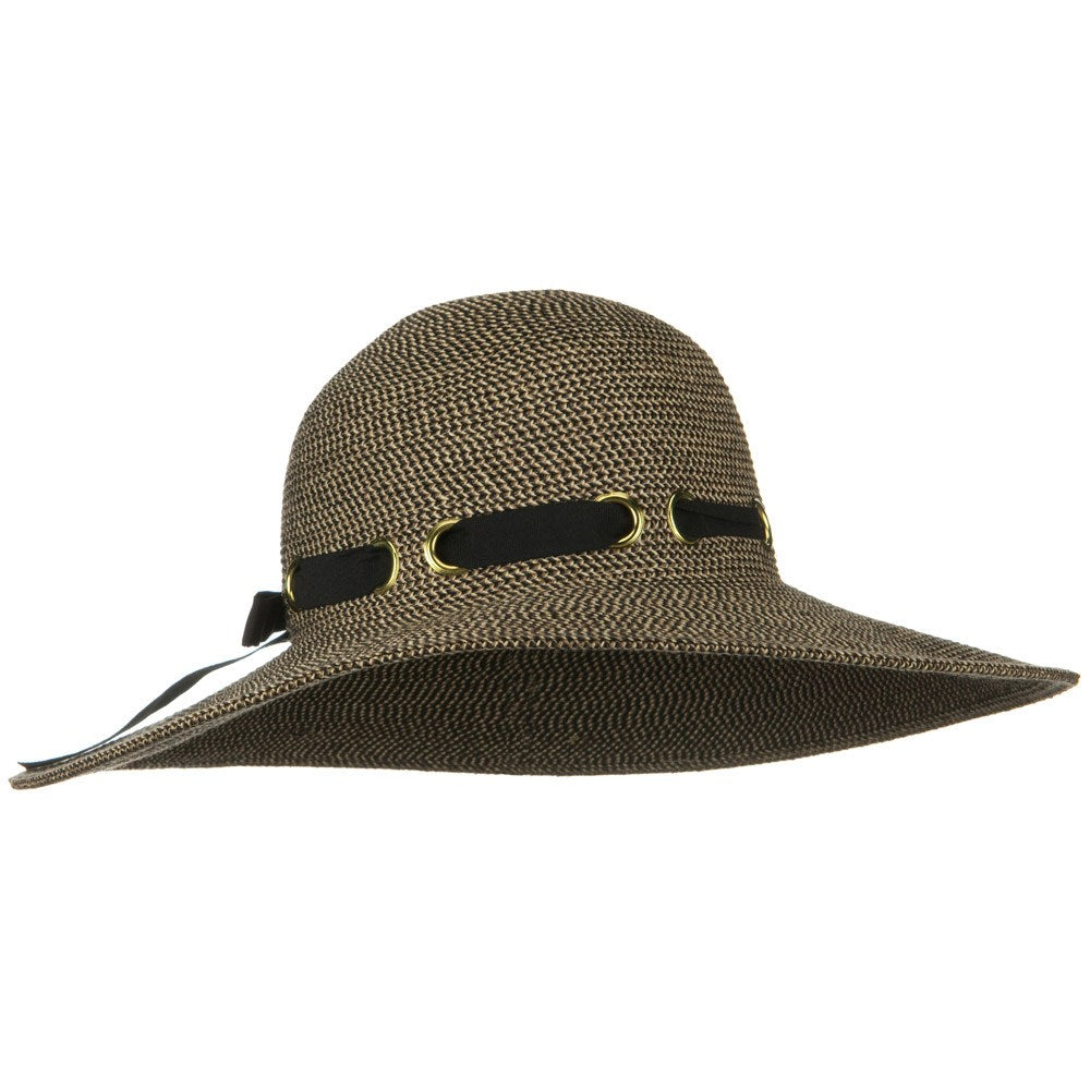 UPF 50+ Wide Flat Brim Black Trim Hat