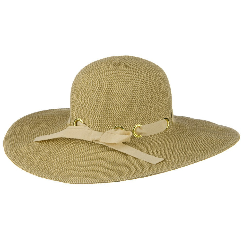 UPF 50+ Wide Flat Brim Black Trim Hat