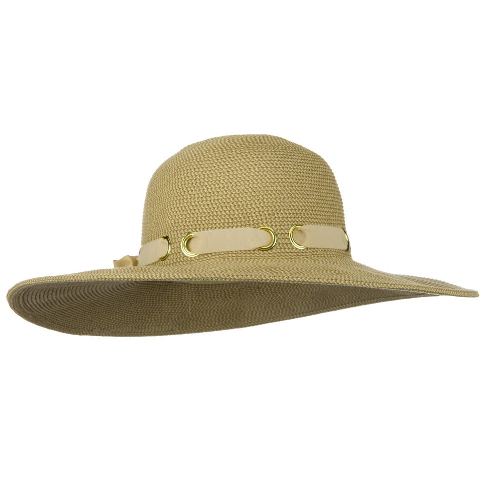 UPF 50+ Wide Flat Brim Black Trim Hat