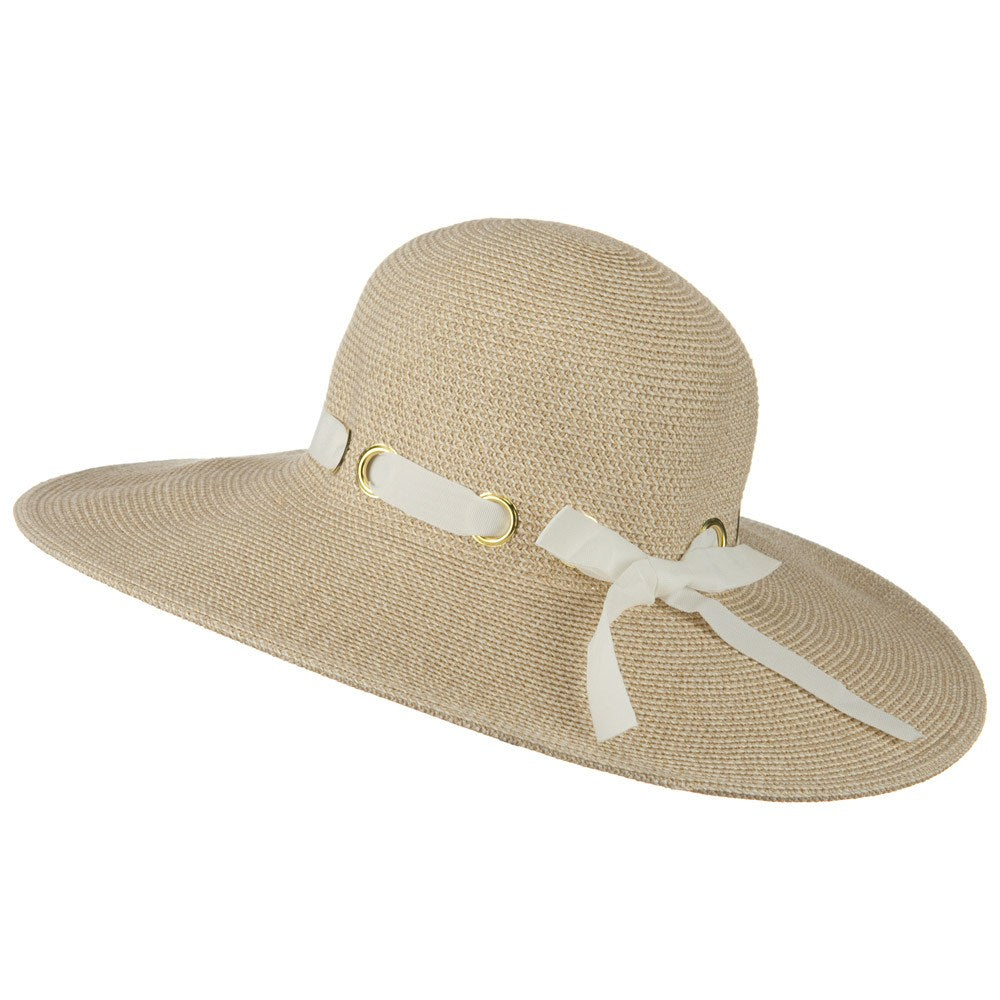 UPF 50+ Wide Flat Brim Black Trim Hat