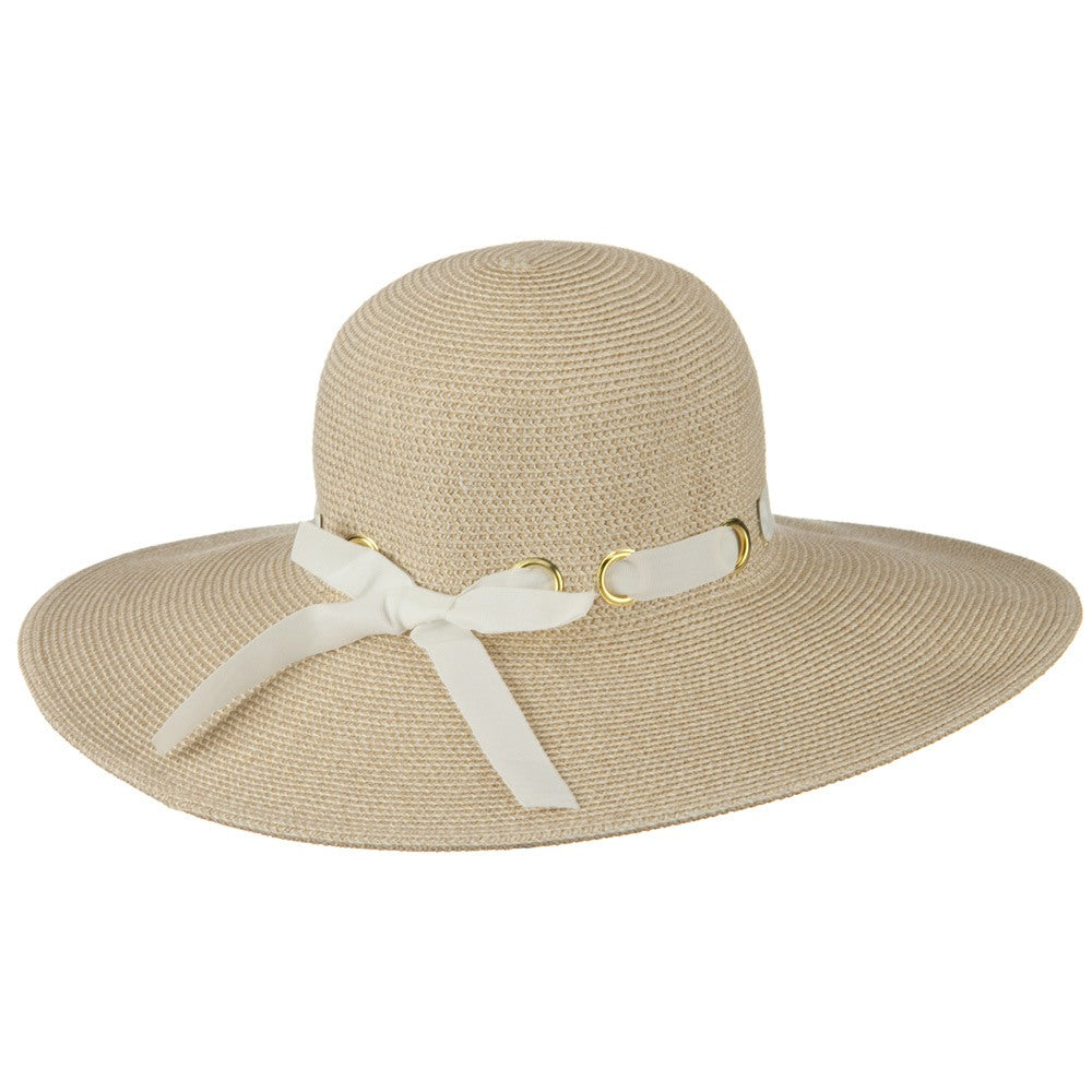 UPF 50+ Wide Flat Brim Black Trim Hat