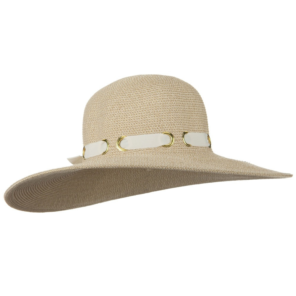 UPF 50+ Wide Flat Brim Black Trim Hat