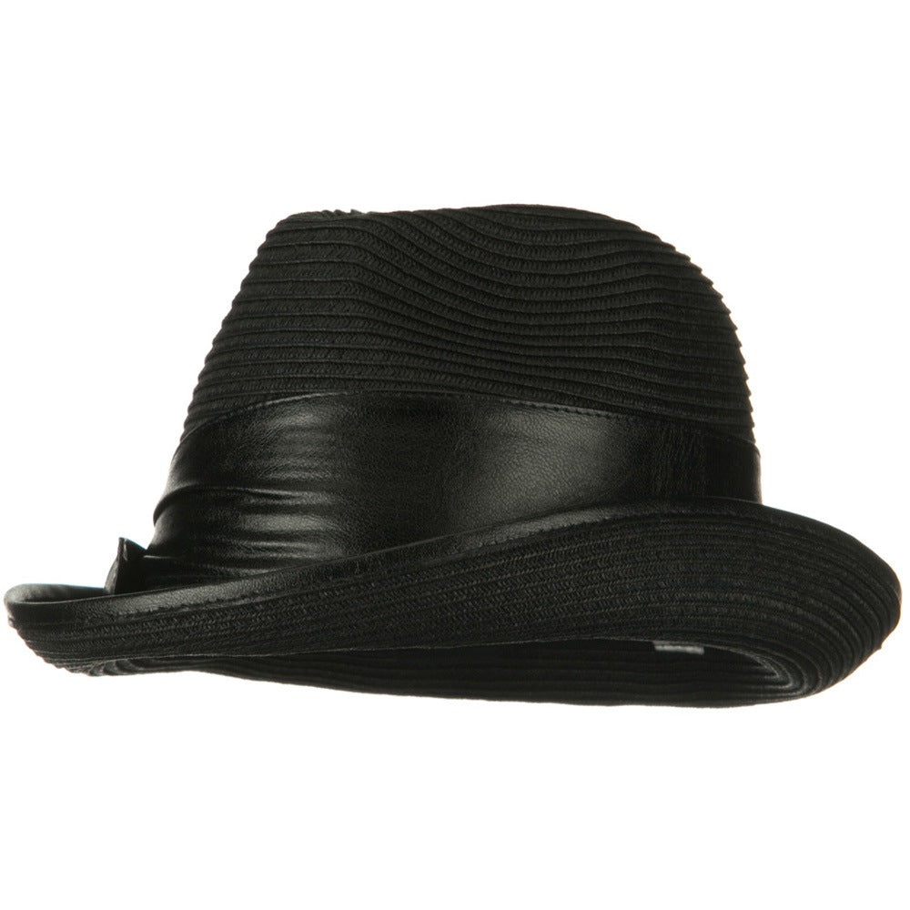 UPF 50+ Slanted Leather Brim Fedora