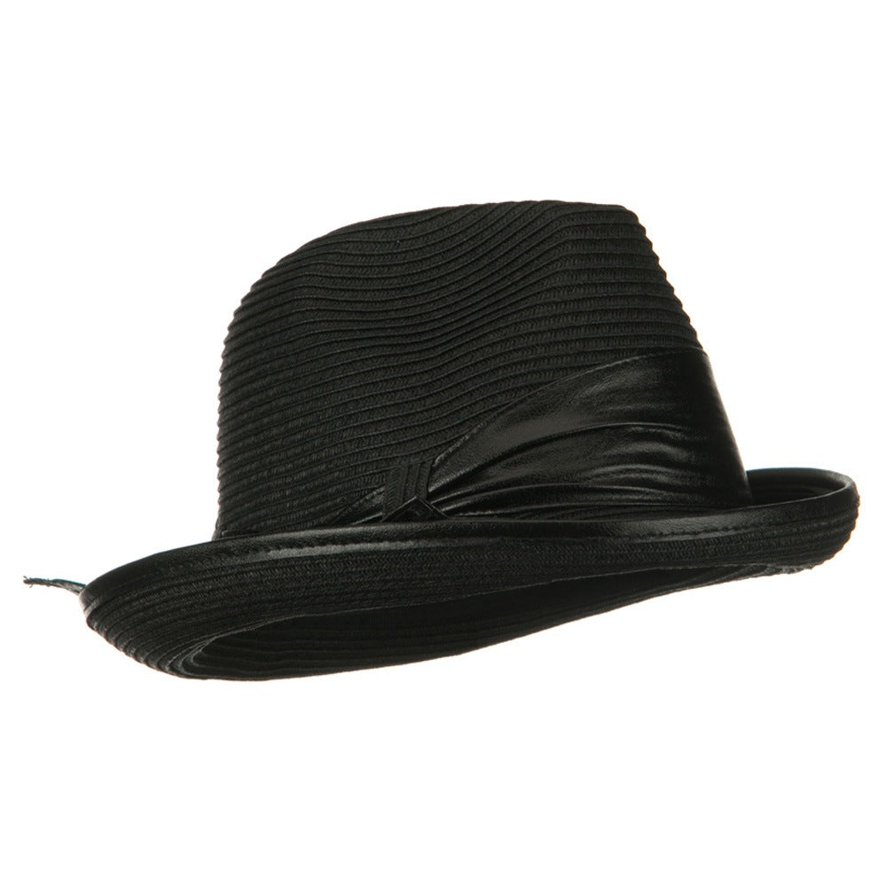 UPF 50+ Slanted Leather Brim Fedora