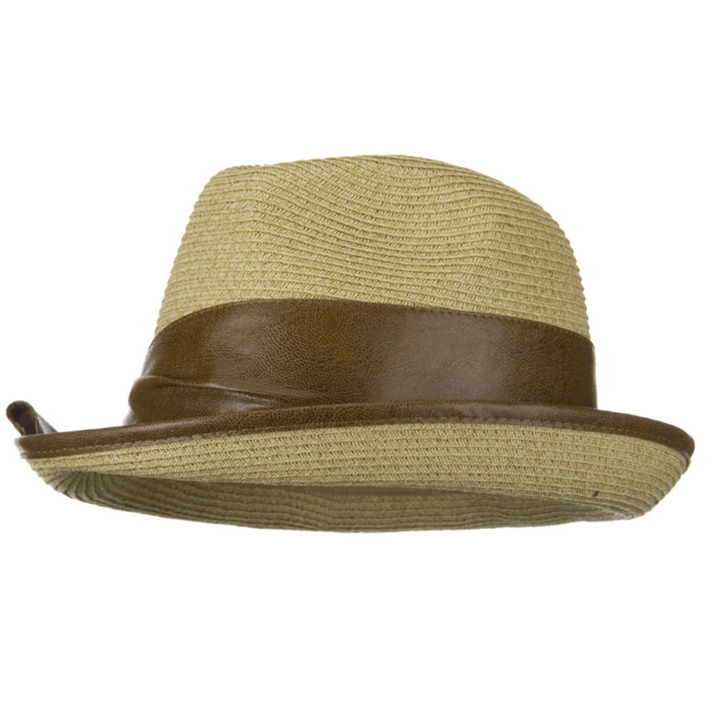 UPF 50+ Slanted Leather Brim Fedora