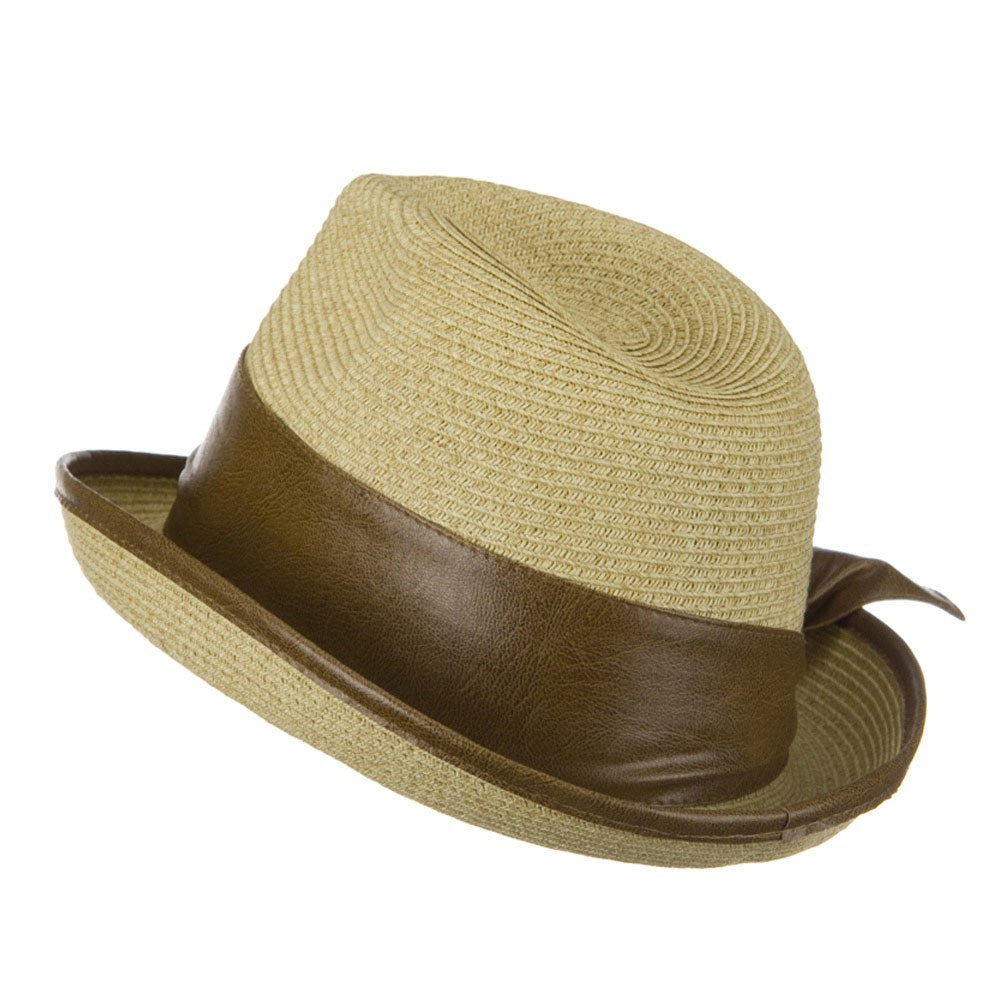 UPF 50+ Slanted Leather Brim Fedora