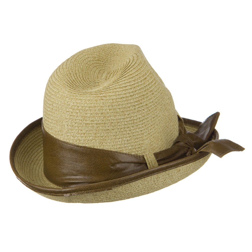 UPF 50+ Slanted Leather Brim Fedora