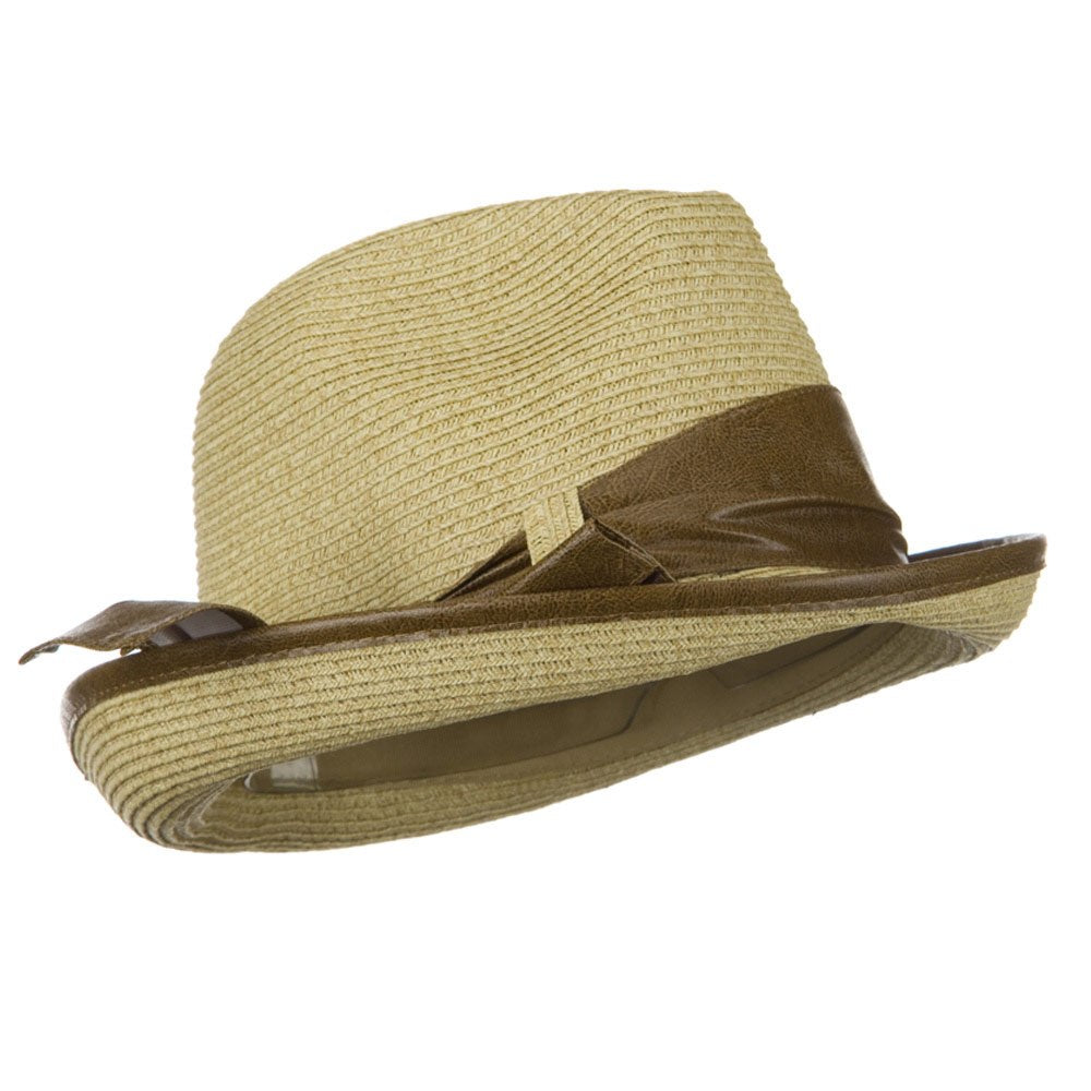 UPF 50+ Slanted Leather Brim Fedora