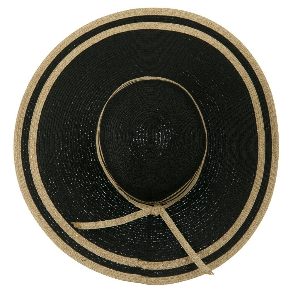 UPF 50+ Two Tone Stripe Wide Brim Self Tie Hat