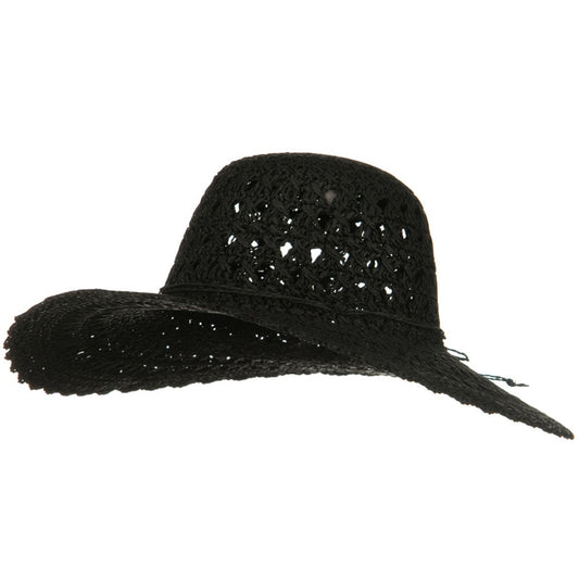 Toyo 5 Inch Flat Brim Fancy Crochet Hat