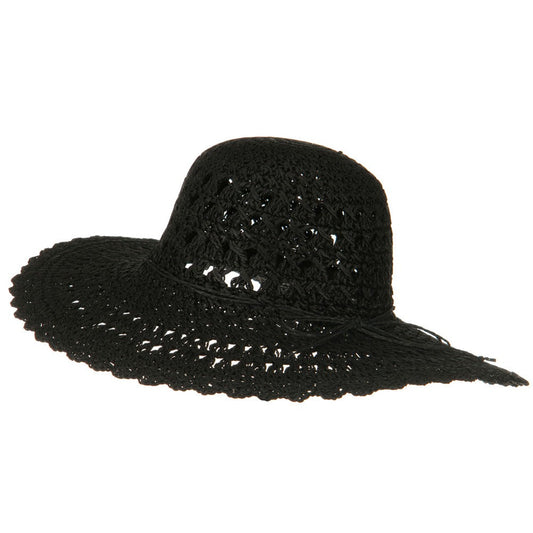 Toyo 5 Inch Flat Brim Fancy Crochet Hat