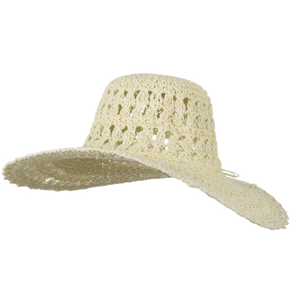 Toyo 5 Inch Flat Brim Fancy Crochet Hat