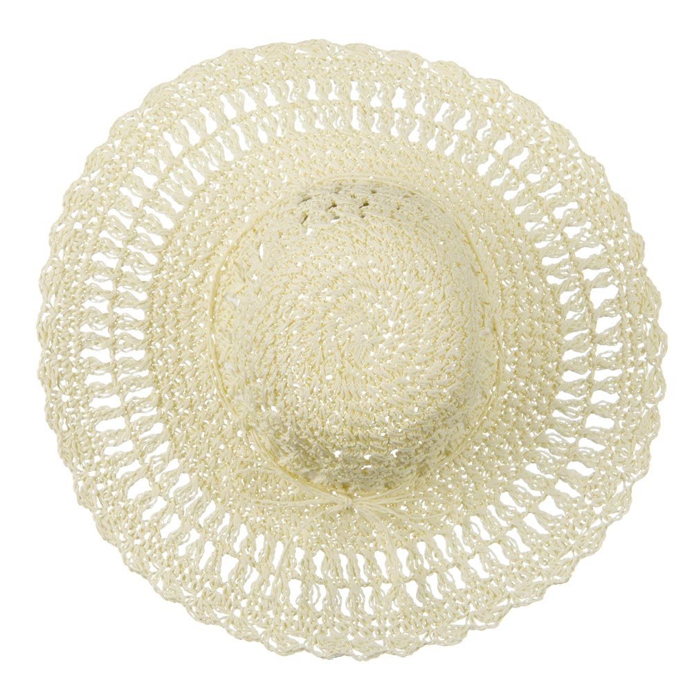 Toyo 5 Inch Flat Brim Fancy Crochet Hat