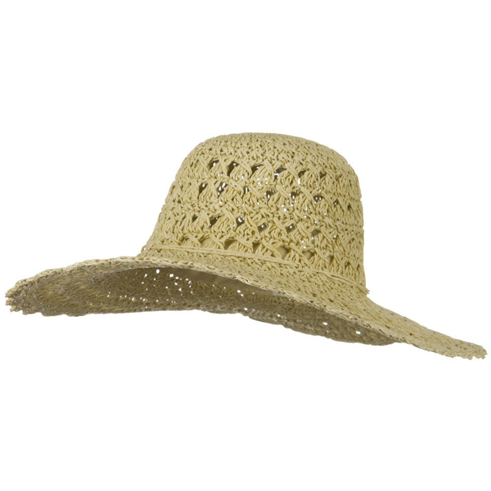 Toyo 5 Inch Flat Brim Fancy Crochet Hat