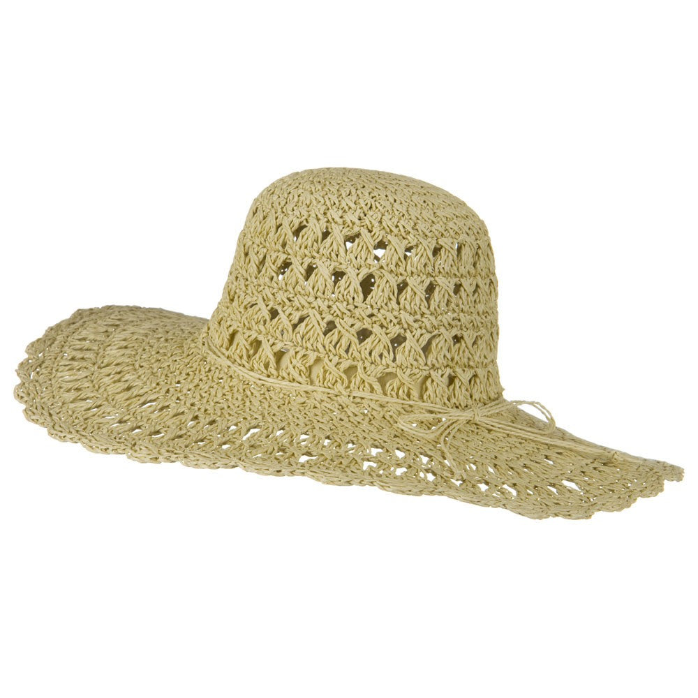 Toyo 5 Inch Flat Brim Fancy Crochet Hat