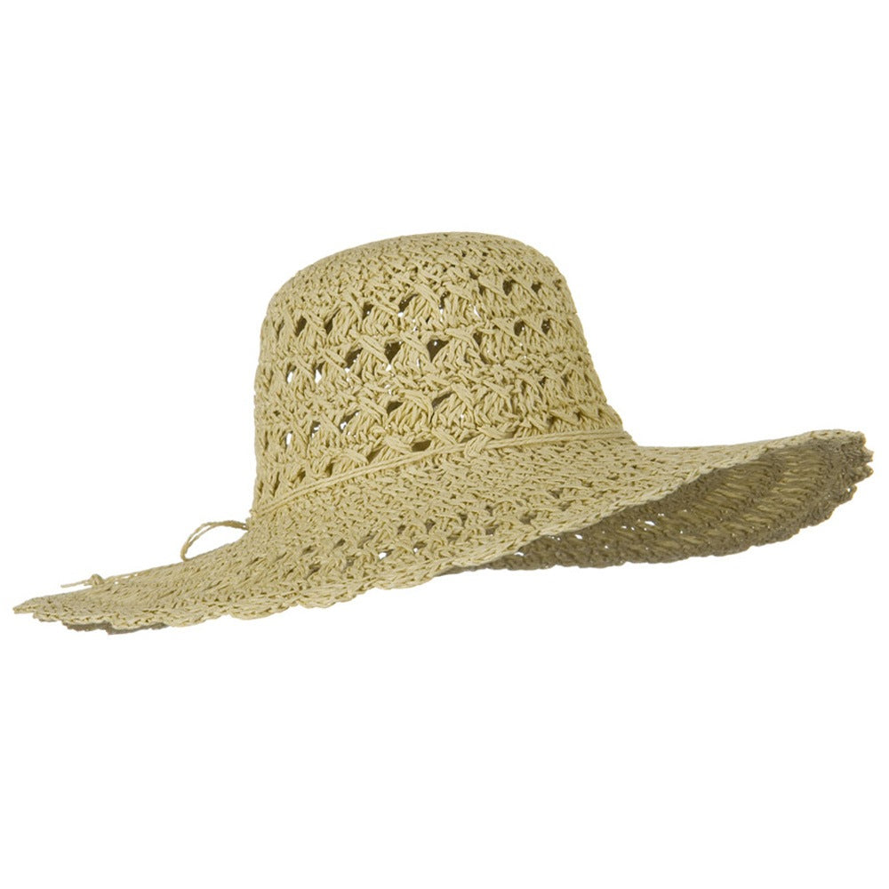 Toyo 5 Inch Flat Brim Fancy Crochet Hat