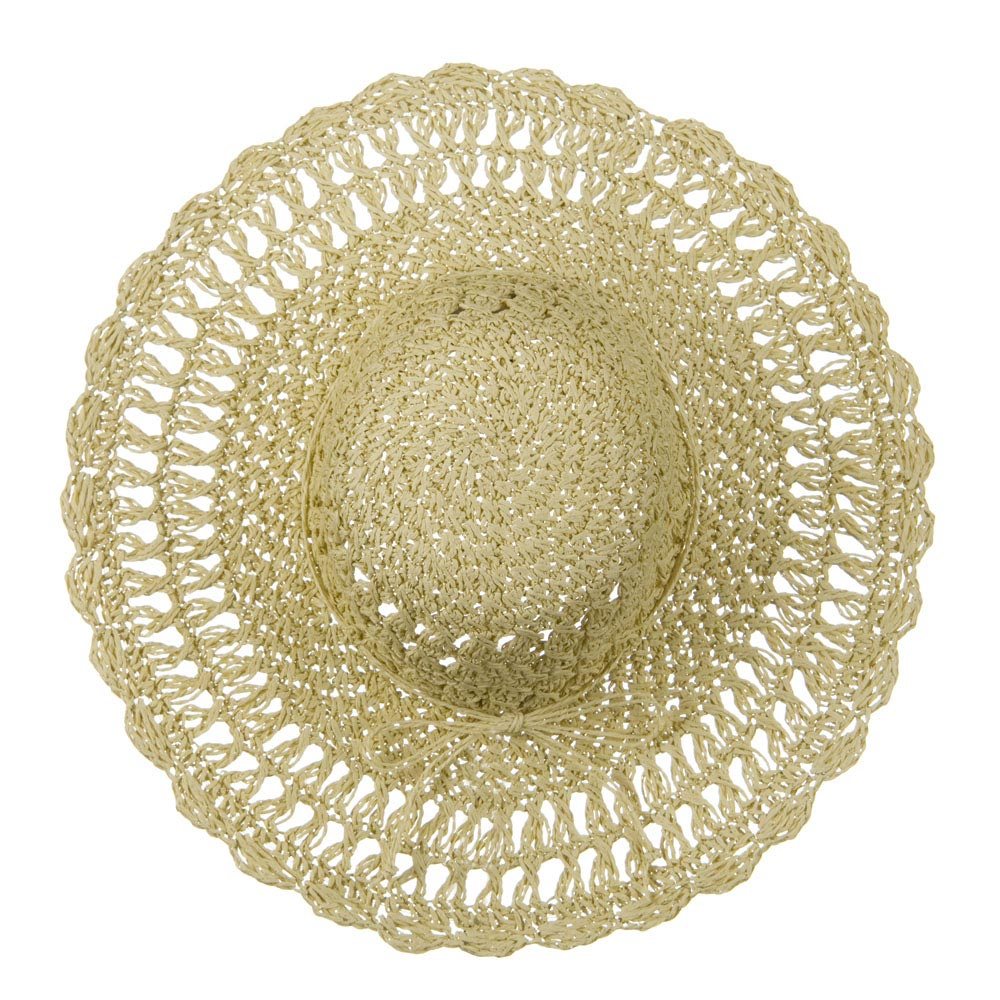Toyo 5 Inch Flat Brim Fancy Crochet Hat