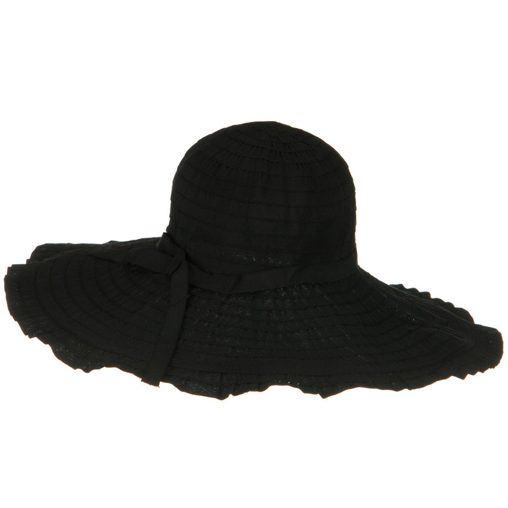 Ribbon With Ruffle 6 Inch Flat Brim Hat