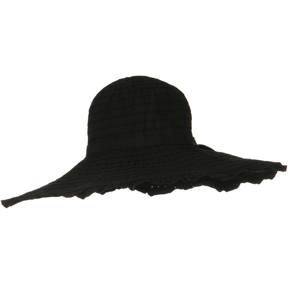 Ribbon With Ruffle 6 Inch Flat Brim Hat