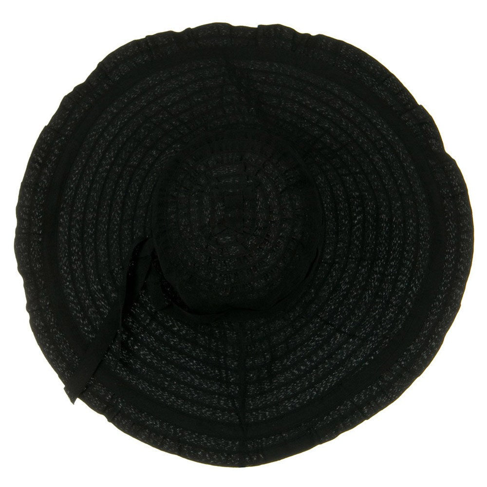 Ribbon With Ruffle 6 Inch Flat Brim Hat