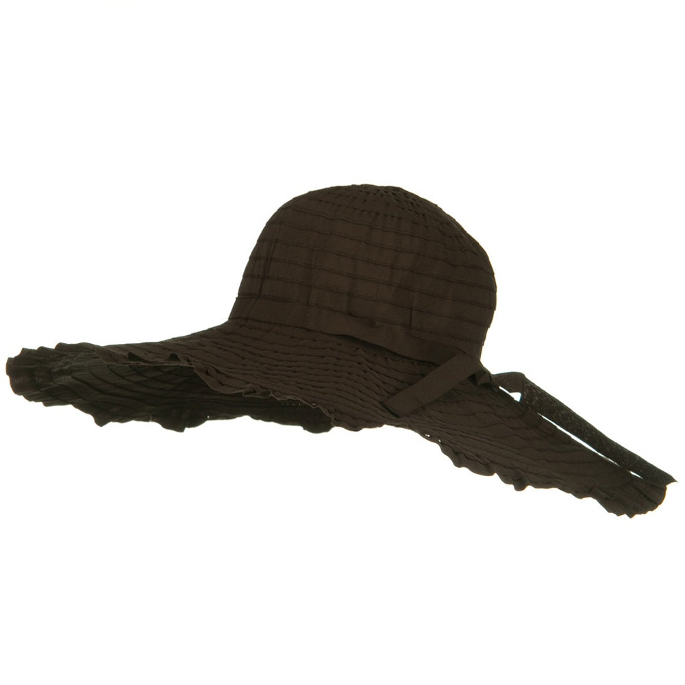 Ribbon With Ruffle 6 Inch Flat Brim Hat