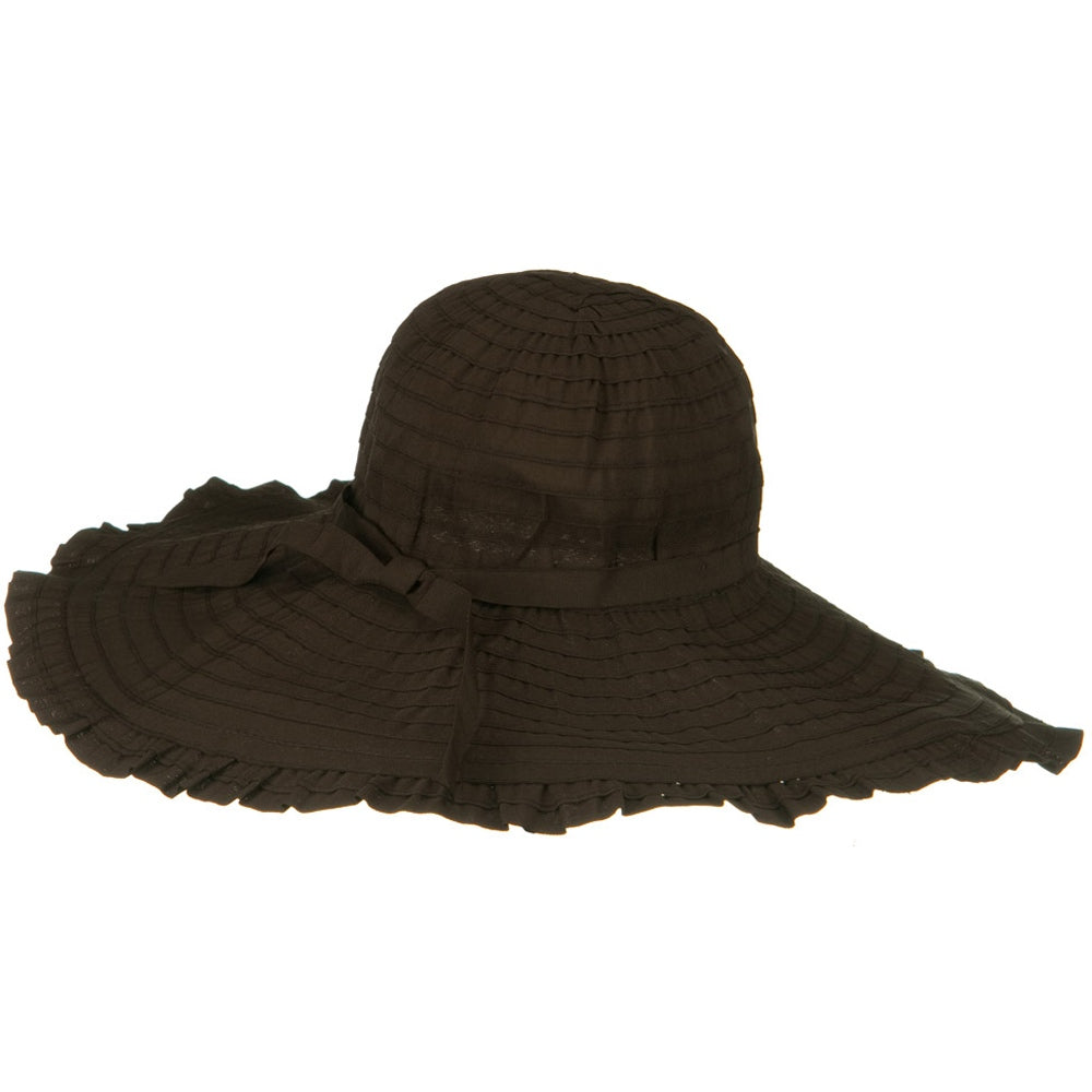 Ribbon With Ruffle 6 Inch Flat Brim Hat