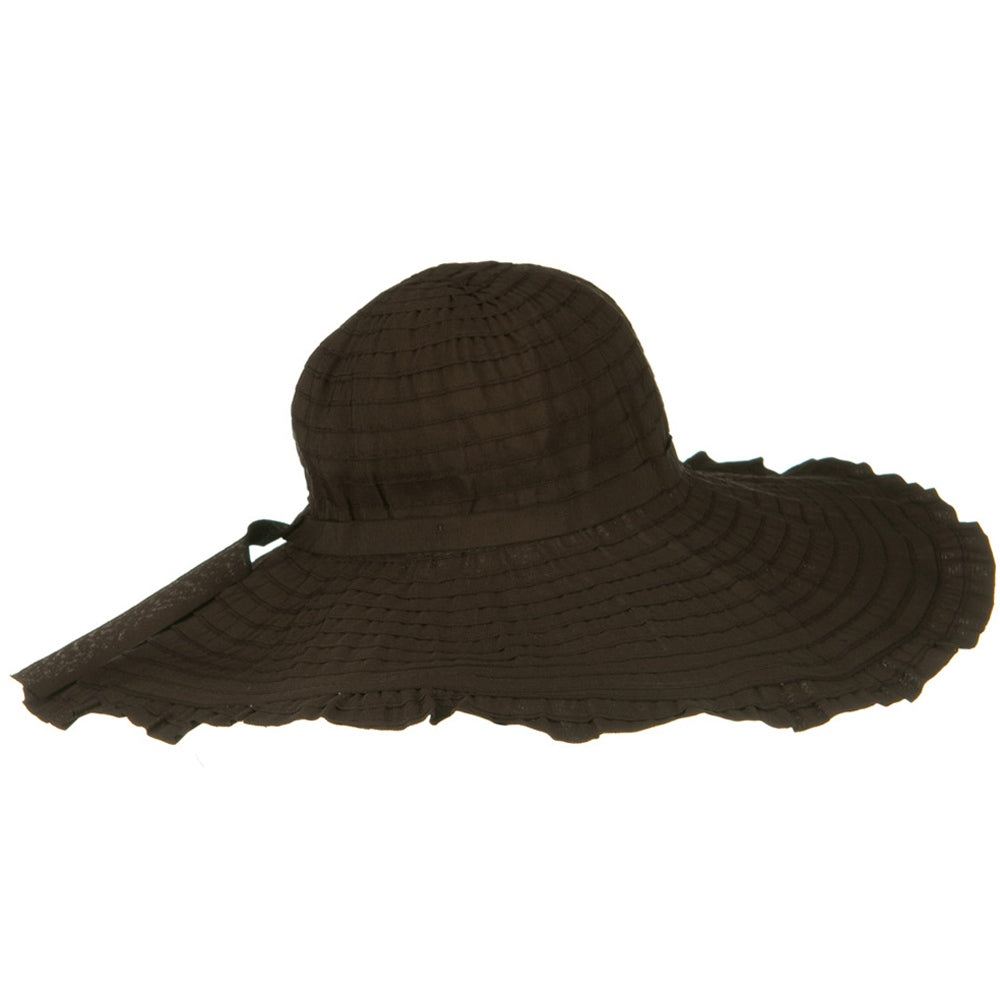 Ribbon With Ruffle 6 Inch Flat Brim Hat